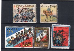 !!! LOT DE 5 VIGNETTES DELANDRE DE REGIMENTS FRANCAIS - GUERRE DE 14-18 - Vignettes Militaires