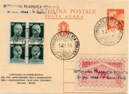 CARTOLINA POSTALE POSTA AEREA 60 CENT. - SETTIMANA FILATELICA ROMANA - 1.1.1945 - Marcophilia