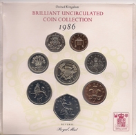 REINO UNIDO 1986 - BRILLIANT UNCIRCULATED COIN COLLECTION - 8 COINS IN A OFFICIAL BLISTER - Nieuwe Sets & Proefsets