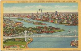 W1258 New York - Triborough Bridge - Looking Down East River From Over Hellgate / Viaggiata 1955 - Panoramic Views