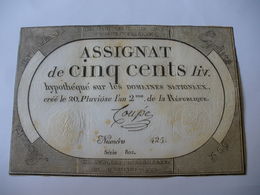 ASSIGNAT 500L DU 20 PLUVIOSE AN 2 LAF 172 - Assignats