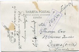 ESPAGNE CARTE POSTALE AVEC CACHET VIOLET "5e CUERPO DE EJERCITO CENSURA MILITAR ZARAGOZA" - Bolli Di Censura Repubblicana