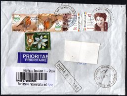 ROMANIA 2018 - FRONT OF COVER - REGISTERED - FLOWERS / CLOCKS / BIRDS / BIOLOGIST ANA ASLAN / GEORGE EMILE PALADE - Covers & Documents