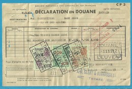 Fiscale Zegels 200 Fr.+60 Fr...TP Fiscaux / Op Dokument/ DECLARATION EN DOUANE 1955 - Documenti