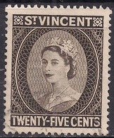 St Vincent 1955 - 63 QE2 25ct Black Brown SG 197 ( K1334 ) - St.Vincent (...-1979)