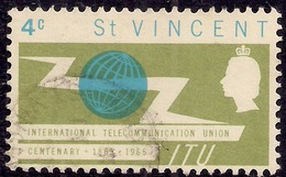 St Vincent 1965 QE2 4ct Light Blue & Olive Green  SG 229 ( H581 ) - St.Vincent (...-1979)