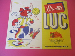 Buvard/Biscottes/LUC//CHATEAUROUX/400 Gr/Chien Footballeur/ SOFOGA//Vers 1940-60  BUV395 - Biscotti