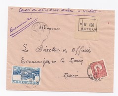 ENVELOPPE RECOMMANDEE DE MATEUR POUR TUNIS DU 28/09/1936 - Briefe U. Dokumente