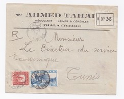 ENVELOPPE RECOMMANDEE DE THALA POUR TUNIS DU 15/03/1937 - Briefe U. Dokumente