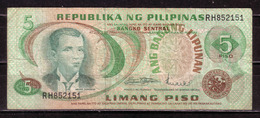 127d * REPUBLIKA NG PILIPINAS * 5 PISO 1949 * STARK GEBRAUCHT ** !! - Philippines