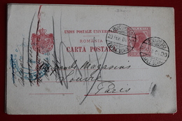 1904      ENTIER  CARTE   POSTALE  DE  10  BANI   ROUGE     POUR  PARIS - Covers & Documents