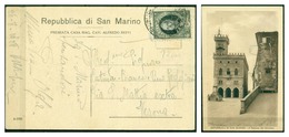 V6749 SAN MARINO 1928 Cartolina Illustrata Affrancata Con Onofri 20 C., 26.8.28 Per Verona, Ottime Condizioni - Storia Postale