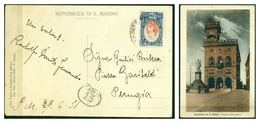 V6750 SAN MARINO 1931 Cartolina Illustrata Affrancata Con Vedute 20 C., 29.6.31 Per Perugia, Ottime Condizioni - Lettres & Documents