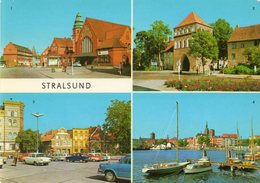 Delcampe - - STRALSUND. - Bahnhof, Kniepertor, Leninplatz, Blick Auf Den Hafen. - - Stralsund
