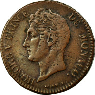 Monnaie, Monaco, Honore V, 5 Centimes, Cinq, 1837, Monaco, TTB+, Cast Brass - Charles III.