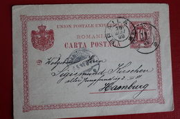 1899     ENTIER  CARTE   POSTALE  DE  10  BANI  ROUGE      PARTIE  DE  BRAILA  POUR  HAMBOURG   ALLEMAGNE - Cartas & Documentos