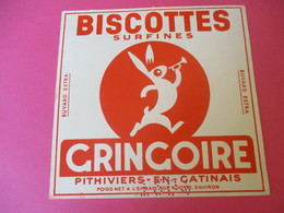 Buvard/Biscottes/GRINGOIRE/Lapin à La Trompette/Biscottes Surfines/Pithiviers Gâtinais/LOIRET//Vers 1940-60  BUV431 - Zwieback