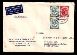 GERMANY. 1953. Hamburg - S. Africa. Air Env Posthorn Fkg. - Zonder Classificatie