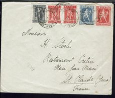 GRECE - 1911-23 - N° 184 - 186 - 189 - 190 Sur Enveloppe D'Athènes Vers St Claude (FR) - B/TB - - Cartas & Documentos