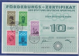 OLYMPISCHE SPIELE OLYMPIC GAMES 1968 - GERMANY BRD  OLYMPIAD-BITRAG Förderungs-Zertifikat PIERRE DE COUBERTIN - Zomer 1968: Mexico-City