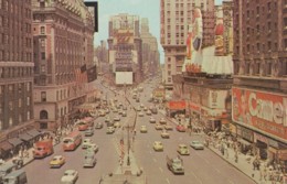 New York City, Times Square Street Scene, Taxis Advertisement Billboards Pepsi, Cigarettes, C1960s Vintage Postcard - Time Square