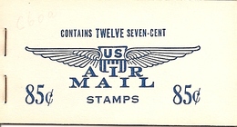 UNITED STATES (USA), 1960, Air Mail Booklet C7, 85c, Mi 0-65a - 2. 1941-80