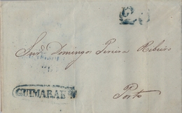 1844 , PORTUGAL PREFILATELIA , GUIMARAES - PORTO , MARCA OVAL " GUIMARAES " , PORTEO " 20 " , LLEGADA - ...-1853 Préphilatélie