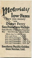 USA - Southern Pacific Golden Gate Ferries Ltd. - Automobile Traveling - Fahrplan Für Den Autotransport Vom 7. Juni Bis - World
