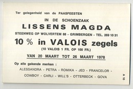 Grimbergen : Reclame Kaart : Lissens Magda : Schoenzaak  1978  ( Zie Scans ) - Grimbergen