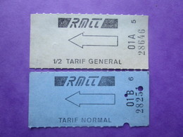 2 ANCIENS TICKETS De Transport  RMTT De Carte Hebdomadaire - Wereld