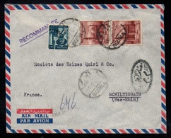 EGYPTE - EGYPT - GIZIRA - ZAMALEK - CAIRO / 1956 CENSURE SUR LETTRE RECOMMANDEE PAR AVION POUR LA FRANCE (ref 7049c) - Briefe U. Dokumente