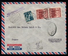 EGYPTE - EGYPT - GIZIRA - ZAMALEK - CAIRO / 1956 CENSURE SUR LETTRE RECOMMANDEE PAR AVION POUR LA FRANCE (ref 7049e) - Lettres & Documents