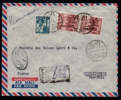 EGYPTE - EGYPT - GIZIRA - ZAMALEK - CAIRO / 1956 CENSURE SUR LETTRE RECOMMANDEE PAR AVION POUR LA FRANCE (ref 7049g) - Covers & Documents