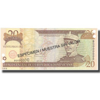 Billet, Dominican Republic, 20 Pesos Oro, 2001, 2001, Specimen, KM:169s1, NEUF - Dominicaine