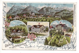 LITHO Gruss Aus SCHWARZENBERG Pension Matt Gasthaus Rössli Hotel Pension Kreuz Gel. 1903 N. Luzern - Schwarzenberg