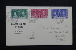 ÎLES FALKLAND - Enveloppe FDC En Recommandé De Port Stanley Pour Bruxelles En 1937 - L 23583 - Falkland Islands