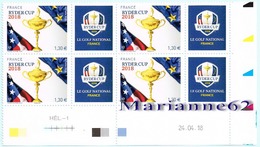 France 2018 TPx4 Coin Daté " La Légende Du Golf En France "  RYDER CUP - 24.04.18 - MNH / Neuf - 2010-2019