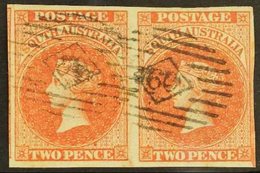 SOUTH AUSTRALIA  1856-58 2d Red Imperf, SG 9, Very Fine Used PAIR With Pretty "60" Pmk Of Penola. For More Images, Pleas - Altri & Non Classificati