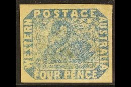 WESTERN AUSTRALIA 1854-55 FOUR PENCE Pale Blue Imperf, SG 3, Four Wide Margins & Lightly Used. Pretty Example Of This Is - Andere & Zonder Classificatie