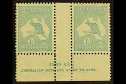 1929-30 Small Multiple Wmk 1s Blue-green Roo (SG 109), Ash Imprint Pair With "N" Over "N", BW 34z, Fine Mint  For More I - Other & Unclassified