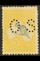 OFFICIAL 1915 5s Grey & Yellow Roo Punctured "OS", SG O37, Very Lightly Hinged Mint, Small Perf Tear At Top Right. Fresh - Other & Unclassified