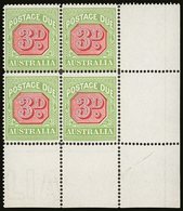 POSTAGE DUES 1912 - 1923 3d Rosine And Apple Green, Perf 14, SG D82, Superb NHM Corner Block Of 4. For More Images, Plea - Autres & Non Classés