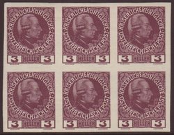 1908-13 3h Purple Unsurfaced Paper Accession Imperf, Michel 141x U, Superb Never Hinged Mint IMPERF BLOCK Of 6, Fresh. ( - Sonstige & Ohne Zuordnung