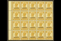 1942-45 1a3p Bistre, SG 42, Never Hinged Mint Marginal BLOCK OF 20 Stamps. Lovely (1 Block Of 20) For More Images, Pleas - Bahrain (...-1965)