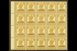 1942-45 1a3p Bistre, SG 42, Never Hinged Mint Marginal BLOCK OF 20 Stamps. Lovely (1 Block Of 20) For More Images, Pleas - Bahrein (...-1965)