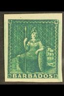 1852 (½d) Deep Green Britannia, SG 2, Superb Mint Og And Probably The Finest Copy On The Market. Breathtaking! For More  - Barbades (...-1966)