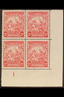 1943 2d Carmine Badge Of The Colony, Lower Right Corner Plate 1 Block Of Four, Position 11/9 Showing Extra Frame Line, S - Barbades (...-1966)