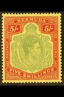 1938-53 5s Bronze- Green And Carmine- Red / Pale Yellow, SG 118c, Very Fine Mint. A Lovely Example Of This Distinctive S - Bermudes