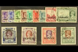 OFFICIALS 1939 Set Complete, SG O15/27, Very Fine Used (13 Stamps) For More Images, Please Visit Http://www.sandafayre.c - Birmania (...-1947)