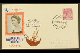 SINGAPORE USED IN 1954 (5th April) Neat Printed Royal Visit Cover, Bearing KGVI 10c Purple, SG 22, Tied By Crisp Cocos I - Cocos (Keeling) Islands